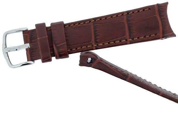 Hirsch PRINCIPAL Curved End Alligator Leather watch Strap GOLDEN