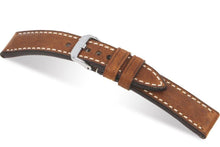 Load image into Gallery viewer, Rios1931 OXFORD Vintage Leather flat Watch Strap Golden Brown 22mm