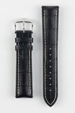 Load image into Gallery viewer, Hirsch GEORGE Alligator Embossed leather &amp; Rubber Watch Strap BLACK 20 mm