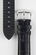 Load image into Gallery viewer, Hirsch GEORGE Alligator Embossed leather &amp; Rubber Watch Strap BLACK 20 mm