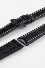 Load image into Gallery viewer, Hirsch GEORGE Alligator Embossed leather &amp; Rubber Watch Strap BLACK 20 mm