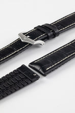 Load image into Gallery viewer, Hirsch GEORGE Alligator Embossed leather &amp; Rubber Watch Strap BLACK 20 mm