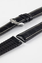 Load image into Gallery viewer, Hirsch GEORGE Alligator Embossed leather &amp; Rubber Watch Strap BLACK 20 mm