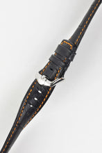 Load image into Gallery viewer, Hirsch GRAND DUKE Alligator Embossed Watch Strap BLACK / ORANGE 24MM XL