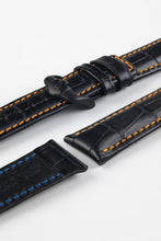 Load image into Gallery viewer, Hirsch GRAND DUKE Alligator Embossed Watch Strap BLACK / ORANGE 24MM XL