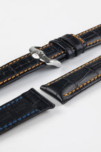 Load image into Gallery viewer, Hirsch GRAND DUKE Alligator Embossed Watch Strap BLACK / ORANGE 24MM XL