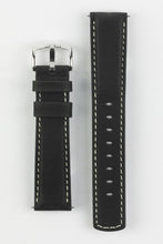 Load image into Gallery viewer, Hirsch MARINER Black Water-Resistant waxed Leather Watch Strap 20 mm