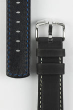 Load image into Gallery viewer, Hirsch MARINER Black Water-Resistant waxed Leather Watch Strap 20 mm