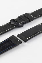 Load image into Gallery viewer, Hirsch MARINER Black Water-Resistant waxed Leather Watch Strap 20 mm