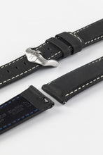 Load image into Gallery viewer, Hirsch MARINER Black Water-Resistant waxed Leather Watch Strap 20 mm