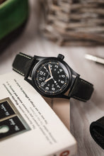 Load image into Gallery viewer, Hirsch MARINER Black Water-Resistant waxed Leather Watch Strap 20 mm