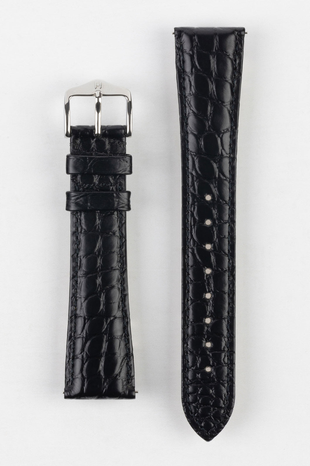 Hirsch REGENT Black Genuine Alligator Leather Watch Strap 18 mm M