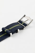 Load image into Gallery viewer, Tudor Style - Woven Nylon Single Pass Strap - Black, Blue &amp; Green Stripe