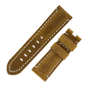 Vertigo Deployment Buffalo Suede Watch Strap HONEY BROWN for Panerai