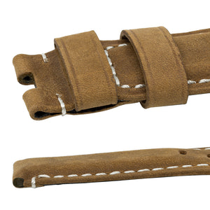 Vertigo Deployment Buffalo Suede Watch Strap HONEY BROWN for Panerai