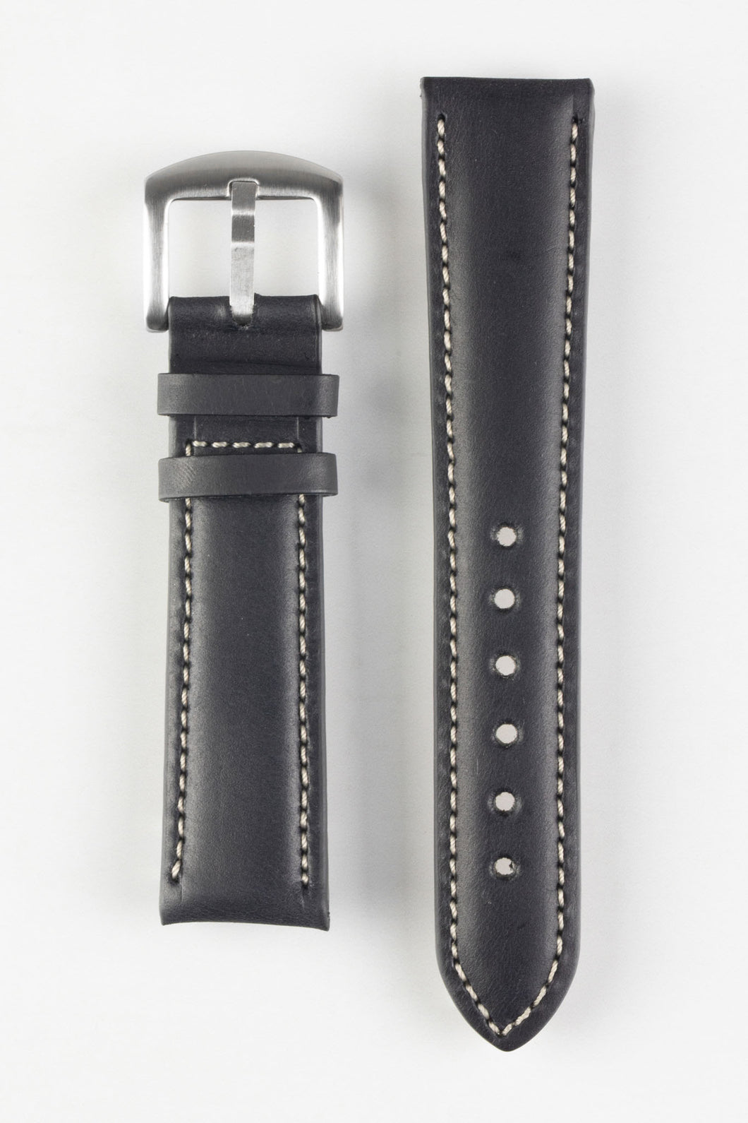 Pebro CADW Padded Vintage Leather Watch Strap in BLACK 20 mm