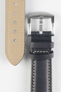 Pebro CADW Padded Vintage Leather Watch Strap in BLACK 20 mm