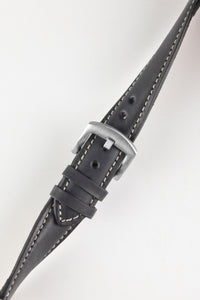 Pebro CADW Padded Vintage Leather Watch Strap in BLACK 20 mm