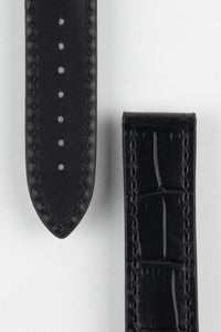 Rios1931 - Alligator Embossed Leather Watch Strap for Omega folding clasp - BLACK