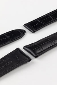 Rios1931 - Alligator Embossed Leather Watch Strap for Omega folding clasp - BLACK