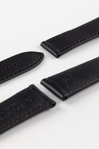 Rios1931 - Calf Leather Watch Strap for Omega folding clasp - BLACK