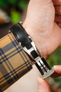 Rios1931 - Calf Leather Watch Strap for Omega folding clasp - BLACK