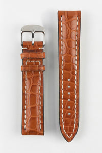 RIOS1931 AMBASSADOR Genuine Alligator Flank Padded Watch Strap - Gold Brown