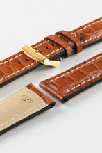 Load image into Gallery viewer, RIOS1931 AMBASSADOR Genuine Alligator Flank Padded Watch Strap - Gold Brown