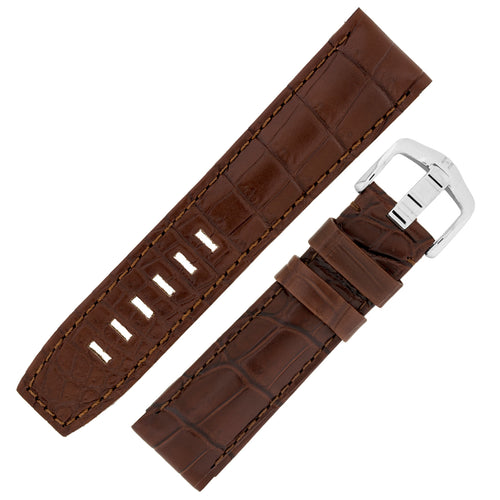 HIrsch TRITONE  Genuine Alligator leather Watch Strap BROWN 22 MM Long