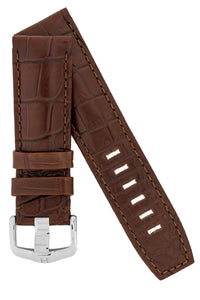 HIrsch TRITONE  Genuine Alligator leather Watch Strap BROWN 22 MM Long