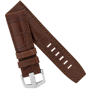 HIrsch TRITONE  Genuine Alligator leather Watch Strap BROWN 22 MM Long