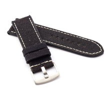 Load image into Gallery viewer, Marino Parallel : Canvas &amp; Leather Watch Strap BLACK 24 mm, 26 mm