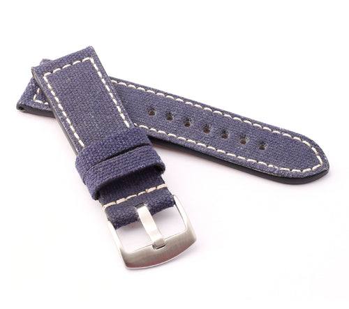 Marino : Canvas & Leather Watch Strap BLUE 24 mm, 26 mm