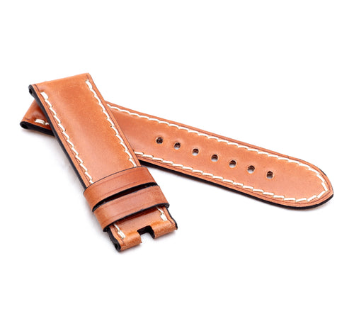 Marino SHELL CORDOVAN Leather Watch Strap for Folding Clasp  - COGNAC