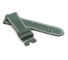 Load image into Gallery viewer, Marino Deployment: Canvas &amp; Leather Watch Strap GREEN 24 mm