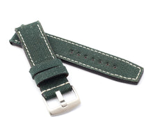 Load image into Gallery viewer, Marino Parallel : Canvas &amp; Leather Watch Strap GREEN 24 mm, 26 mm