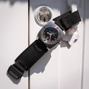 24mm Honeycomb Nylon Watch Strap BLACK Tactical Hook & Loop Military style