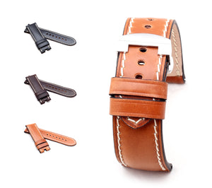 Marino SHELL CORDOVAN Leather Watch Strap for Folding Clasp  - COGNAC