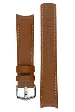 Load image into Gallery viewer, Hirsch MEDICI HEAVY CALF UPPER Curved Ended Watch Strap GOLD BROWN &amp; WHITE 18mm - Pewter &amp; Black