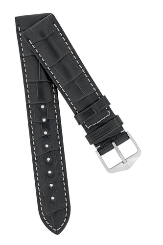 Hirsch Connoisseur Genuine Alligator Watch Strap in Grey