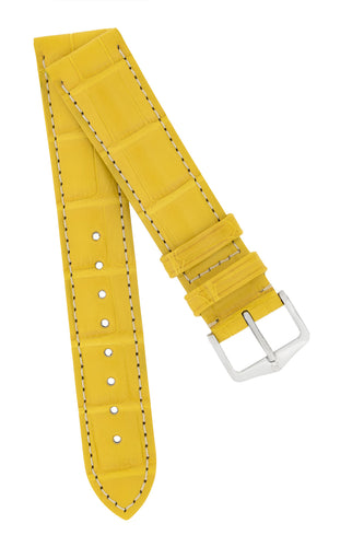 Hirsch Connoisseur Genuine Alligator Watch Strap in Yellow