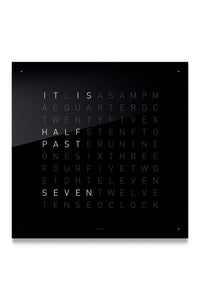 QLOCKTWO Wall Clock with BLACK ICE TEA Acrylic Faceplate - Pewter & Black