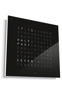 QLOCKTWO Wall Clock with BLACK ICE TEA Acrylic Faceplate - Pewter & Black