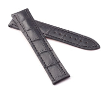 Load image into Gallery viewer, Marino Deployment : Alligator-Embossed Leather Watch Strap BLACK 20mm 22mm