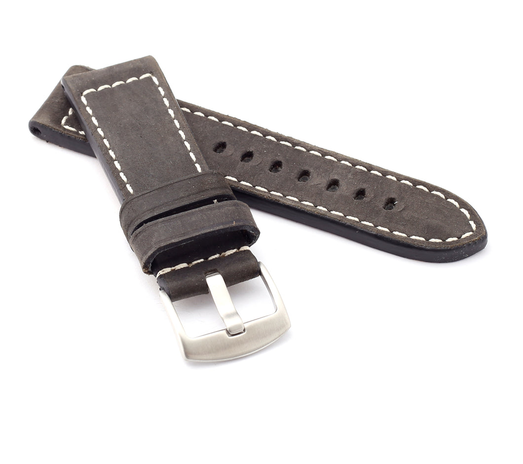 Marino: VINTAGE CALF Saddle Leather Watch Strap - BLACK