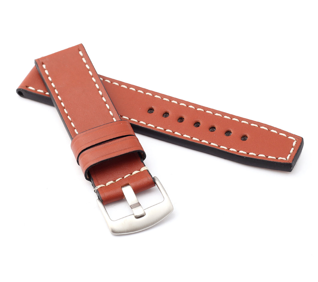 Marino Parallel : Luxury Saddle Leather Watch Strap GOLD BROWN