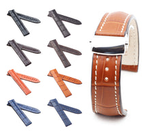 Load image into Gallery viewer, Marino Deployment : Alligator-Embossed Leather Watch Strap BROWN 20mm 22mm